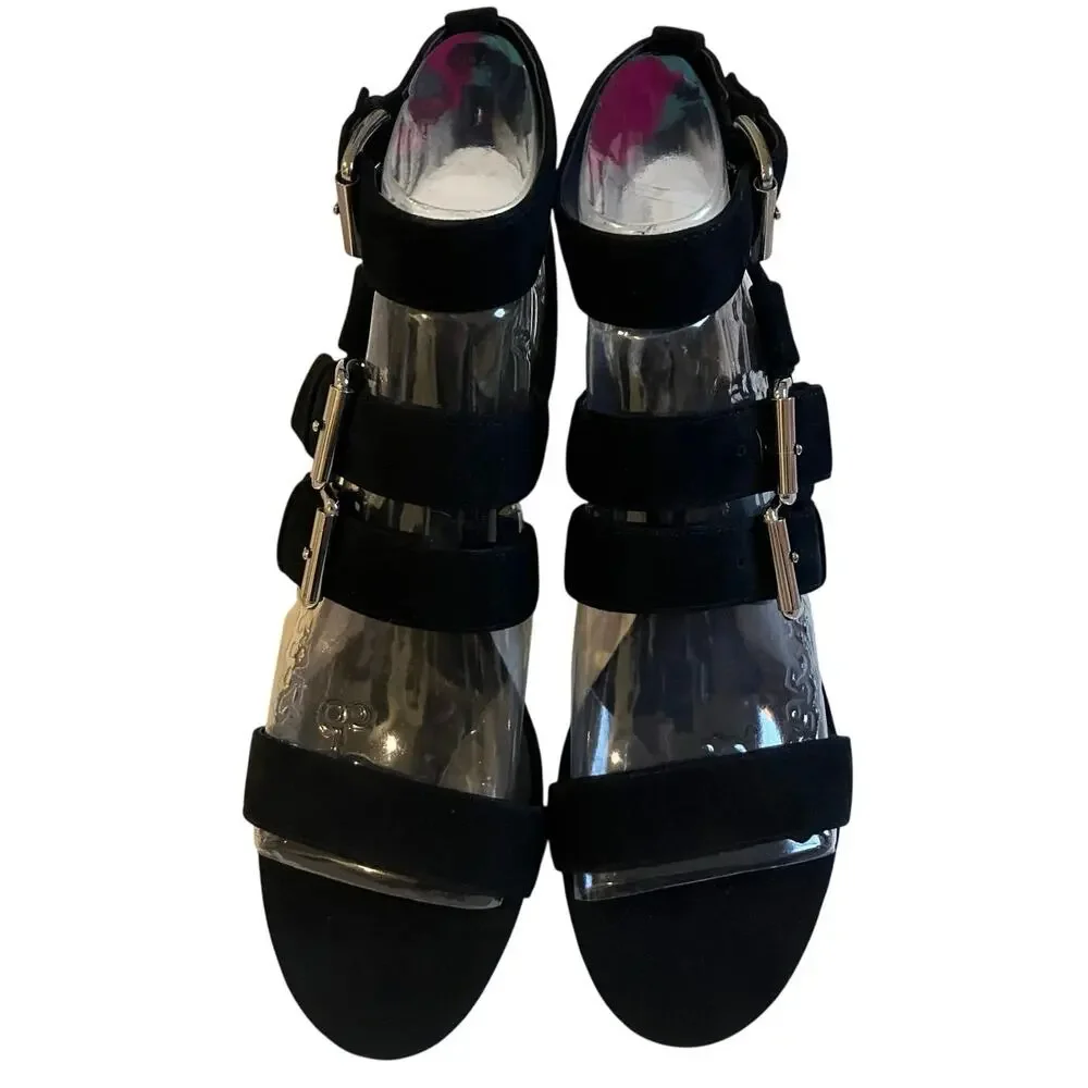 New Rebecca Minkoff Ilana Buckle Strap Black Suede Sandal Size 8.5